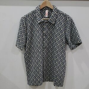 FLEECE FACTORY | Men's Grey/Blue/Cream Argyle Short Sleeved Button Up Shirt